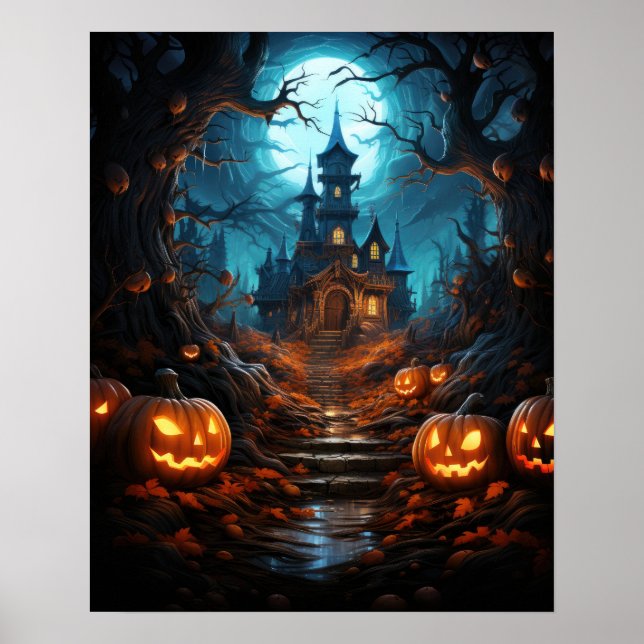 Hexe im WaldHalloween Poster (Vorne)