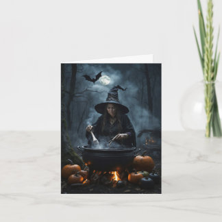 Hexe in der Wald Halloween-Karte Dankeskarte