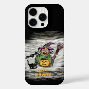 Hexe, Katze, Bat und Kürbis, glückliches Halloween iPhone 16 Pro Hülle