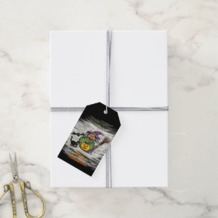 Hexe, Katze, Bat und Kürbis, glückliches Halloween Geschenkanhänger
