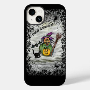 Hexe, Katze, Fledermaus und Kürbis, Frohes Hallowe iPhone 14 Hülle