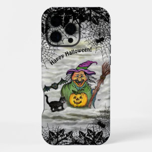 Hexe, Katze, Fledermaus und Kürbis, Frohes Hallowe iPhone 16 Pro Max Hülle