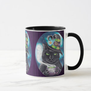 Hexe-Katzen-Tassen-schwarze Katzen-Kaffeetasse-Tee Tasse