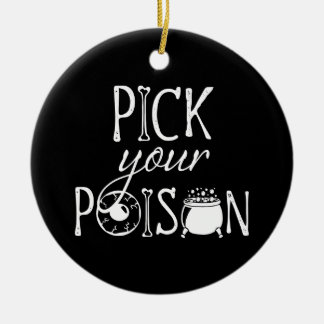 Hexe-Kessel 'Pick Your Poison' Halloween Schwarz Keramik Ornament