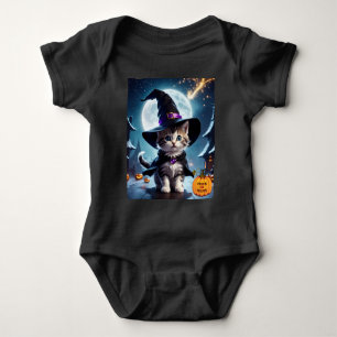 Hexe Kitten Niedlich Halloween Baby Strampler