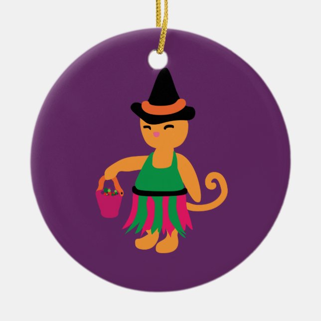 Hexe Kitty Keramik Ornament (Vorne)