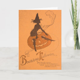 Hexe-Kürbislaterne-Kürbis Karte