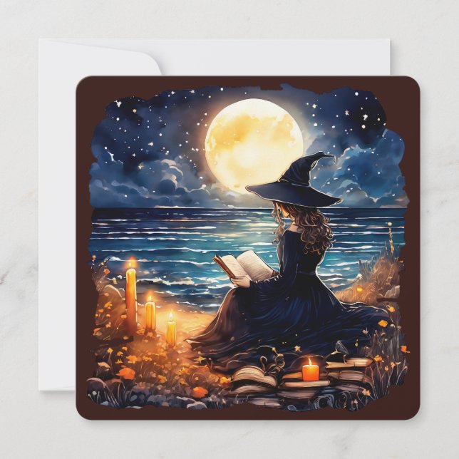 Hexe liest ein Buch - Wicca Halloween 1 (Vorderseite)