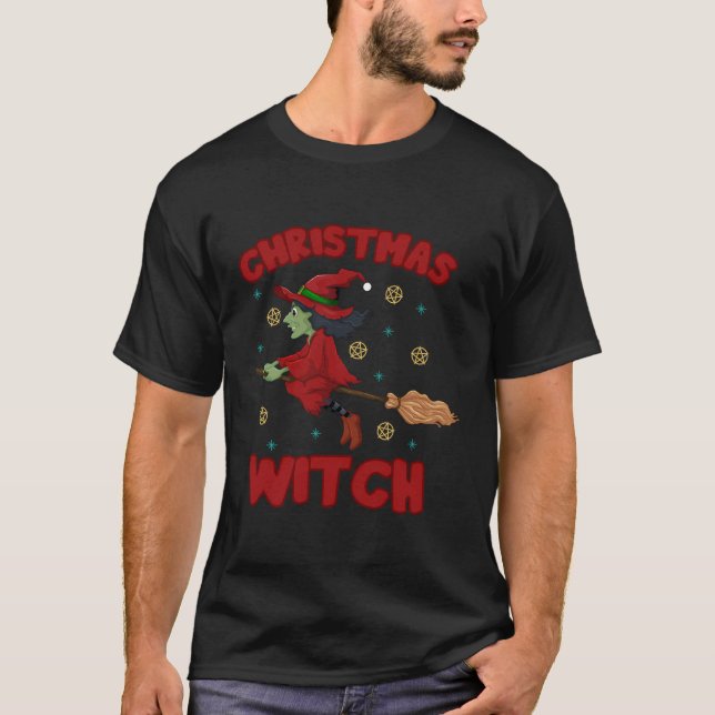 Hexe Merry Witchmas Wiccan Hexe T-Shirt (Vorderseite)