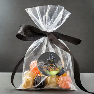 Hexe mit Burning Cauldron Halloween Runder Aufkleber