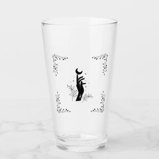 Hexe mit der Mondgrenze und der Blume Glas