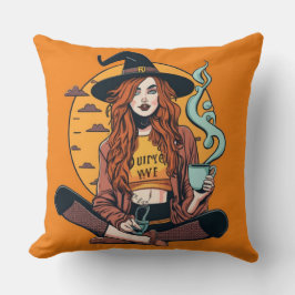 Hexe mit Kaffee Kissen