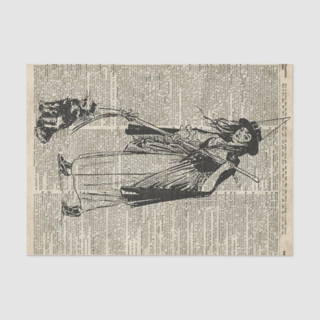 Hexe mit Katze Haloowen Party-Geschenk-Dekoration Seidenpapier (Vorderseite)