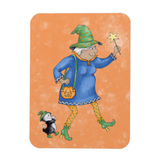 Hexe mit Katze Magnet