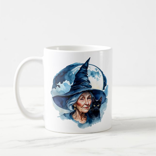 Hexe mit Katze - Wicca Halloween 1 Kaffeetasse (Links)