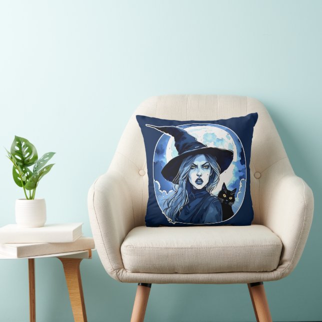 Hexe mit Katze - Wicca Halloween 2 Kissen (Stuhl )