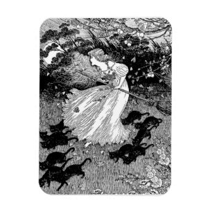 Hexe mit Katzen Magnet