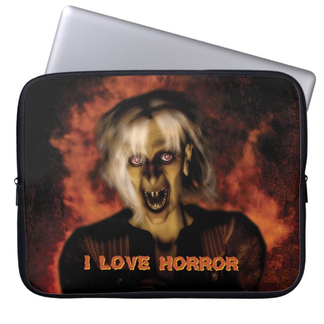 Hexe mit Kürbis gewischt. Halloween Laptopschutzhülle (Vorderseite)