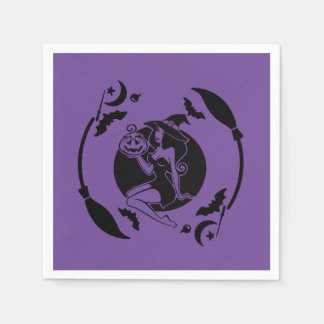 Hexe mit Kürbis Serviette