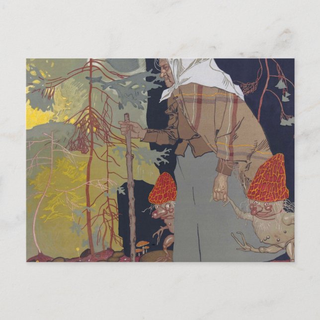 Hexe mit Pilzen - Franz Wacik Postkarte (Vorderseite)