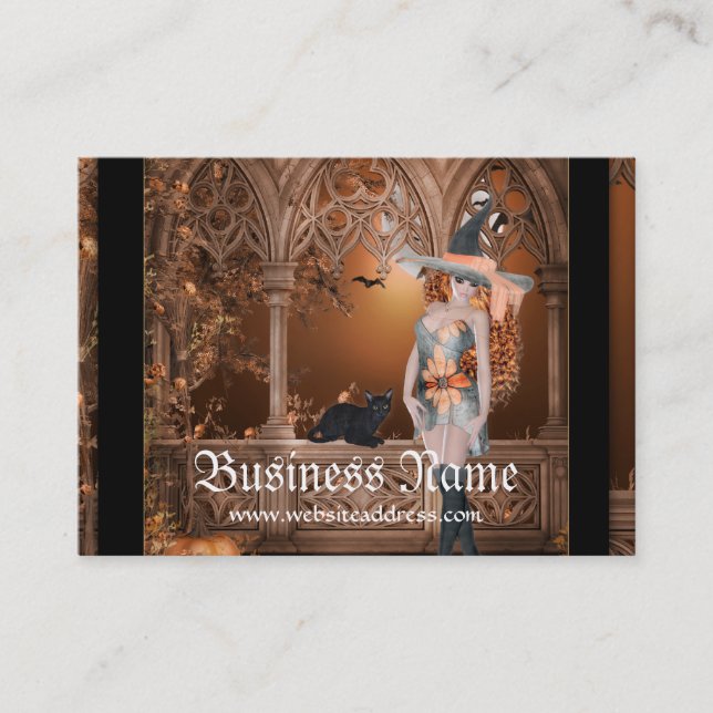 Hexe mit schwarze Katzen-Fantasie-Visitenkarten Visitenkarte (Vorderseite)