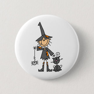 Hexe mit schwarzer Katze Button