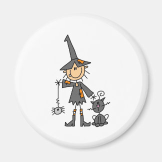 Hexe mit schwarzer Katze Magnet