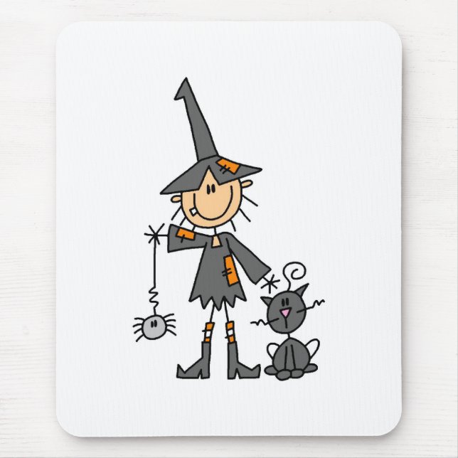 Hexe mit schwarzer Katze Mousepad (Vorne)