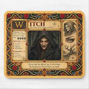 Hexe, mittelalterliche Bestiarien-Kunst Mousepad