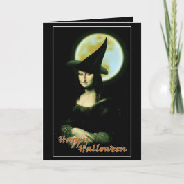Hexe Mona Lisa Halloween Vollmond Karte