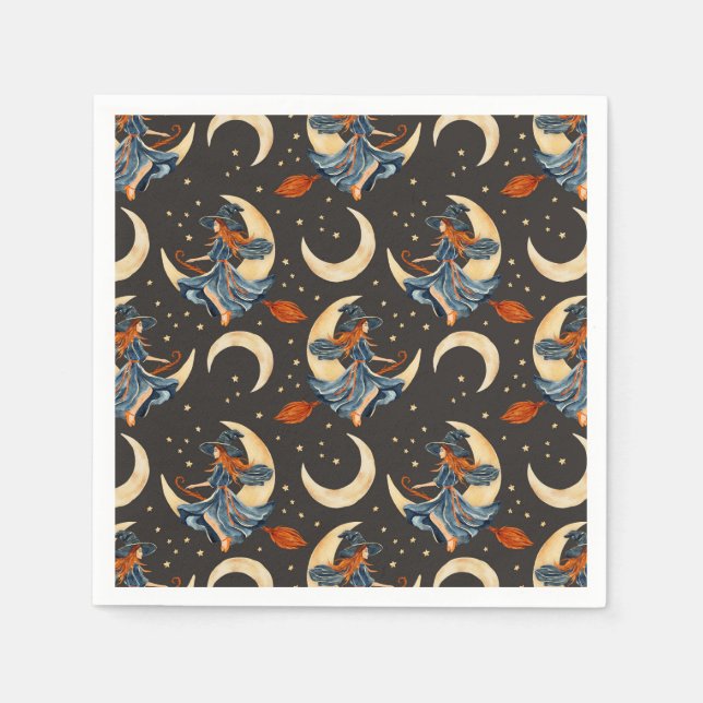 Hexe, Mond und Planeten Serviette (Vorderseite)