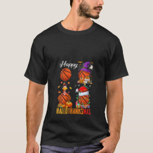 Hexe Pilgrim Santa Basketball Balls Happy HalloTh T-Shirt