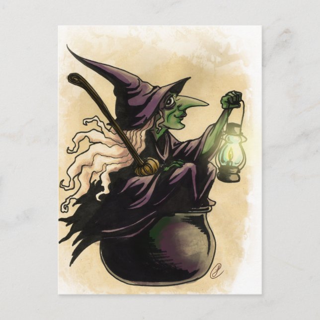 Hexe Postkarte (Vorderseite)