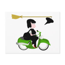 Hexe reiten grüne Moped