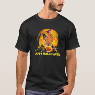 Hexe Rooster Boo Ghost Beängstigend Pumpkin Moon H T-Shirt