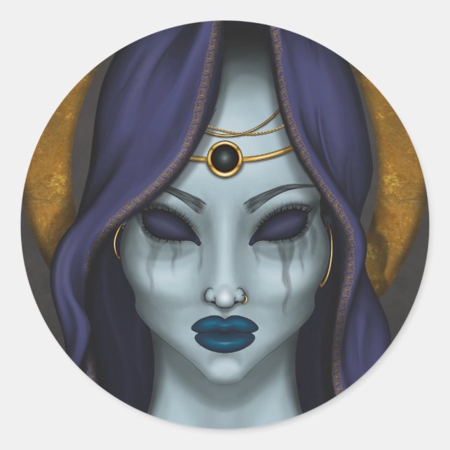 Hexe Runder Aufkleber (Vorderseite)