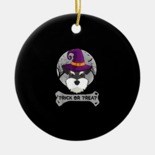 Hexe Schnauzer Trick or Treat Funny Hund Halloween Keramik Ornament