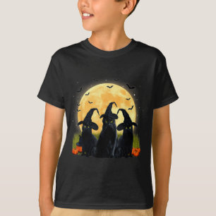 Hexe schwarze Katze und Vollmond-Kürbis Halloween T-Shirt