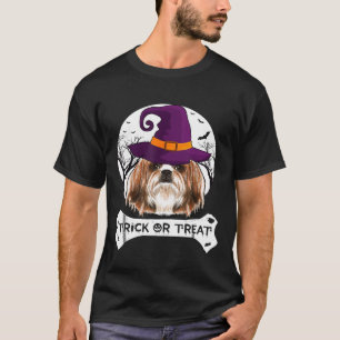 Hexe Shih Tzu Trick oder behandeln Hund Halloween- T-Shirt