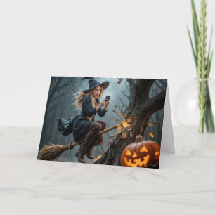 Hexe Simste während sie auf einem Zimmer flog Karte