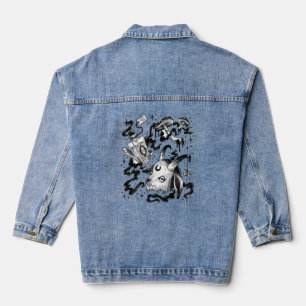 Hexe Tränke Ziege Schwarz und Weiß Tri-Blen Jeansjacke