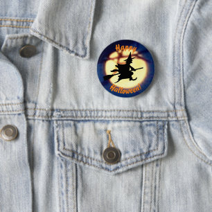 Hexe über den Halloween-Button Button