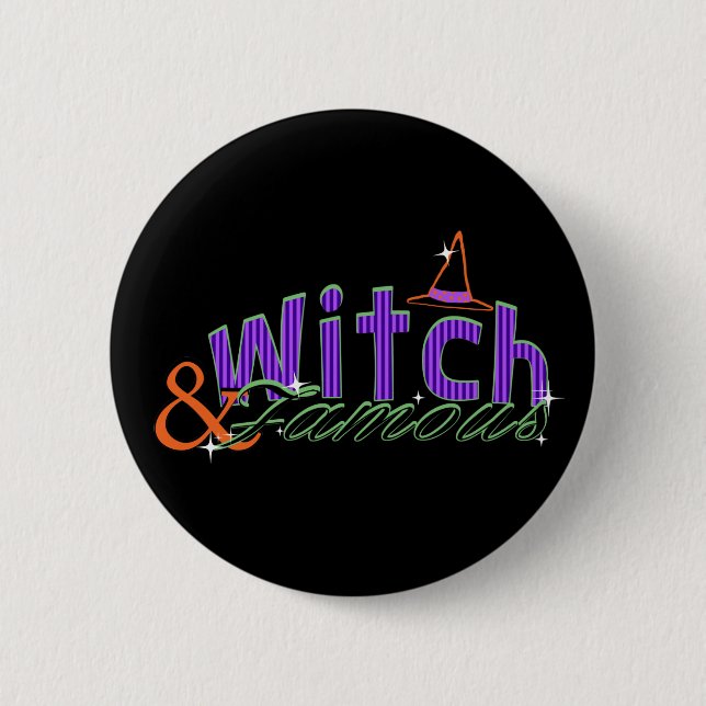 Hexe und berühmter Halloween-Knopf Button (Vorderseite)