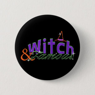 Hexe und berühmter Halloween-Knopf Button