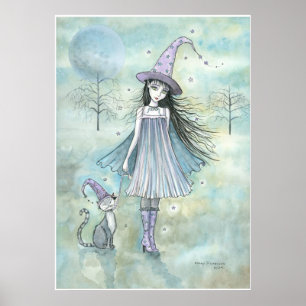 Hexe und Cat Halloween Poster von Molly Harrison