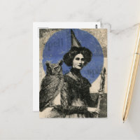 Hexe und Eule Retro-Zauber-Collage