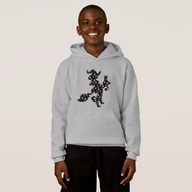 Hexe und Katze, Halloween-Stimmung Hoodie (Vorne ganz)
