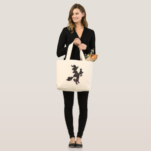 Hexe und Katze, Halloween-Stimmung Jumbo Stoffbeutel