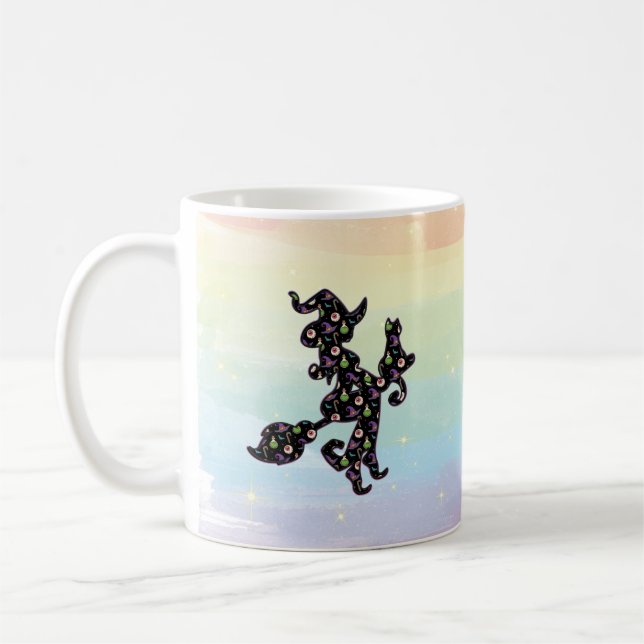 Hexe und Katze, Halloween-Stimmung Kaffeetasse (Links)