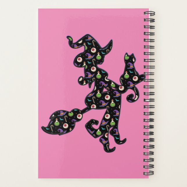 Hexe und Katze, Halloween-Stimmung Planer (Rückseite)